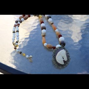 Horse Cameo Beaded Necklace